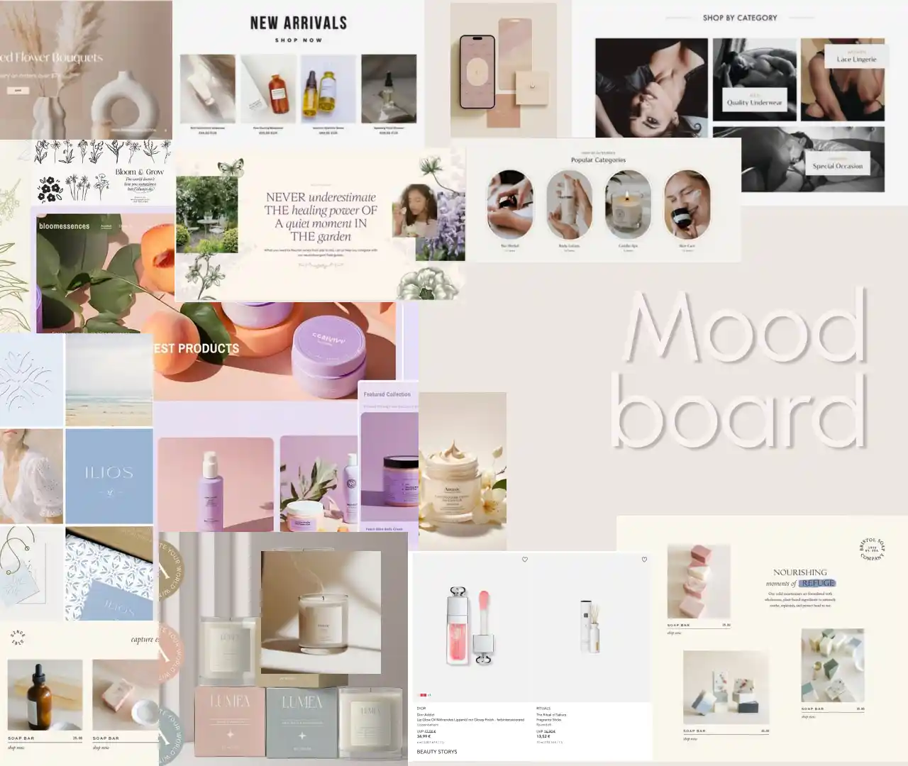 Mood board for Figma project.