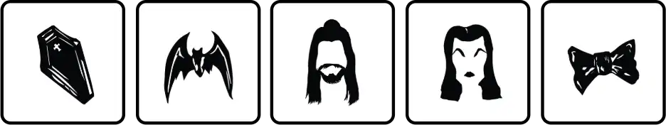 Basic black icons of vampires in hand drawn style.